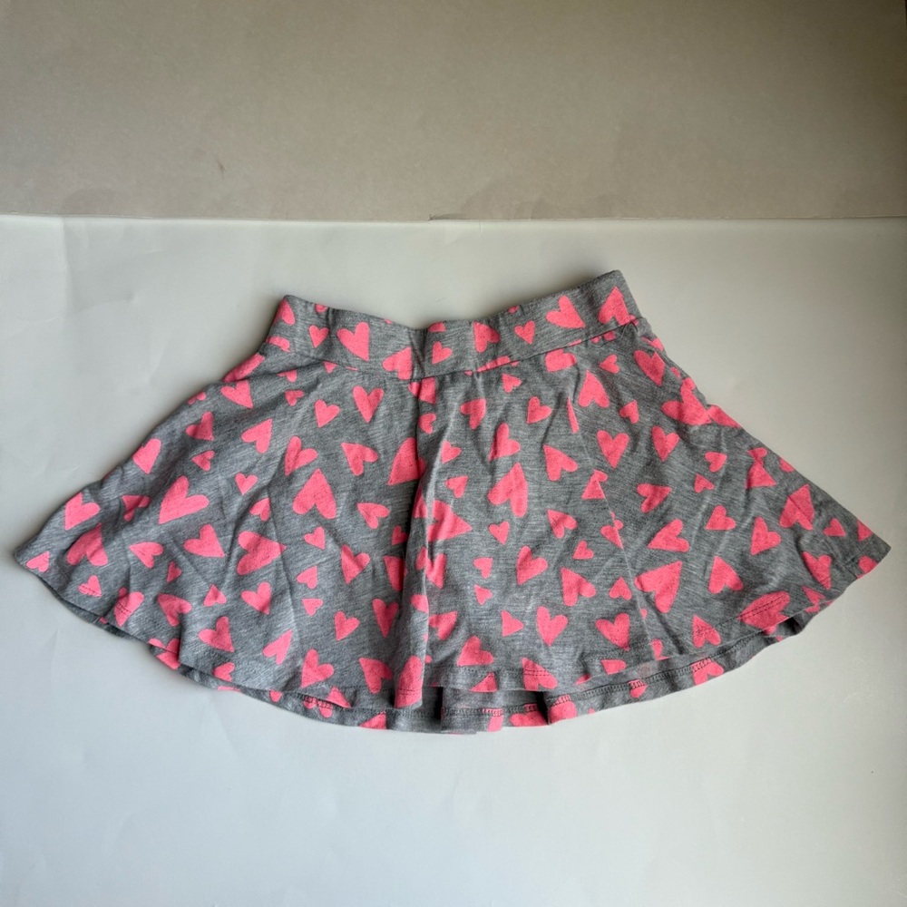 🍭 Basic Editions Girls Pink Heart Skort - Size Medium (7/8) (Used)